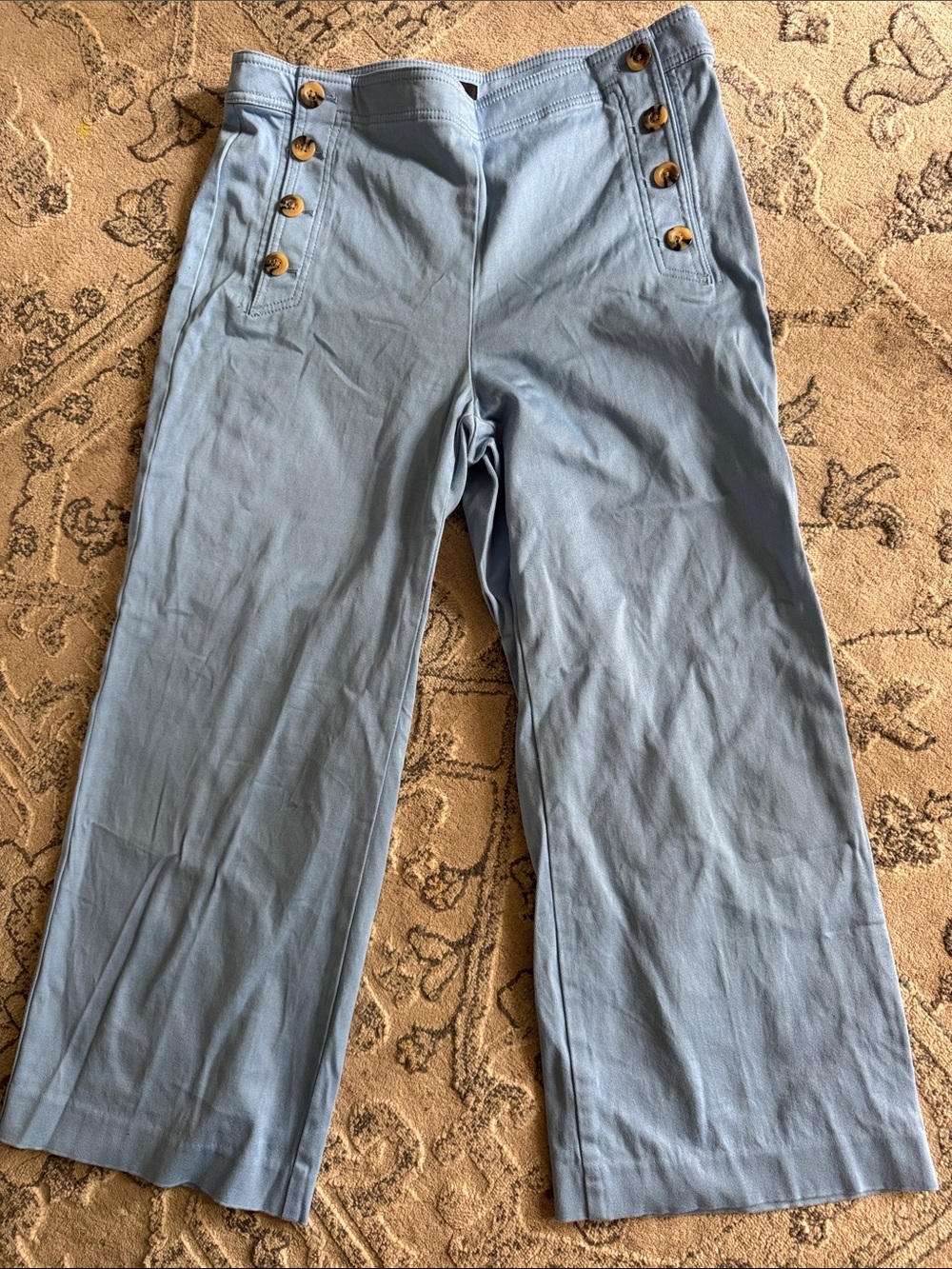 Ann Taylor Sky Blue Wide-Leg Button Detail Pants
